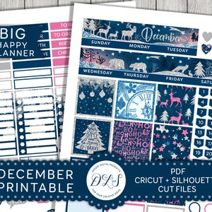 Grote Happy Planner December Stickers Kit, December afdrukbare maandelijkse Kit, Happy Planner Kerststickers, December maandelijkse verspreiding, BM107