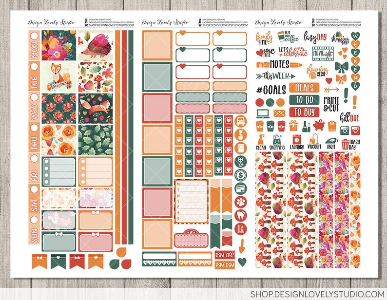 FALL Planner Stickers Printable HOBONICHI Weeks Stickers Kit - Etsy