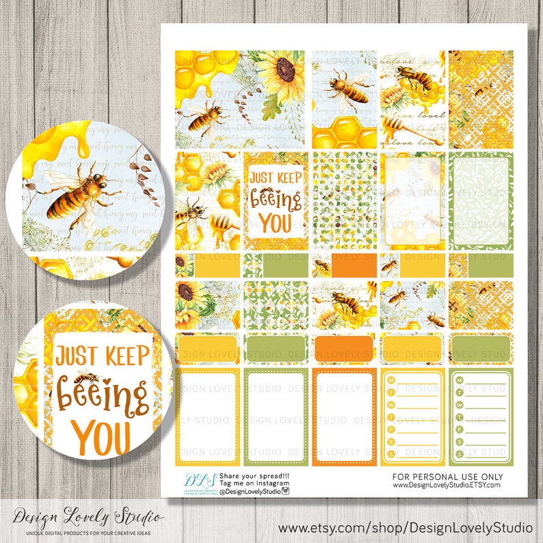 Happy Planner PRINTABLE Weekly Kit Honey Bee Planner - Etsy