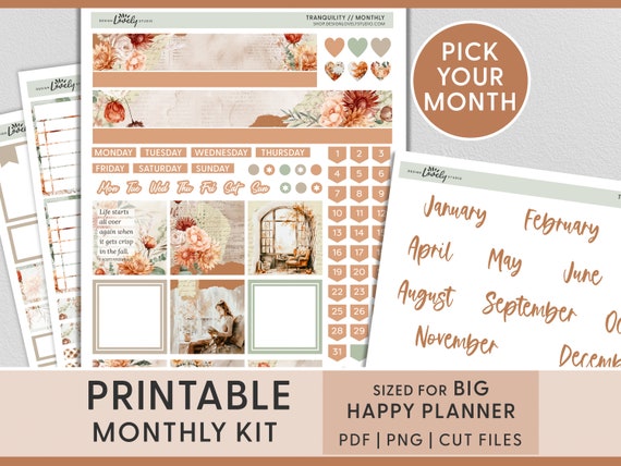 NOVEMBER Monthly Planner Stickers, Big Happy Planner Printable