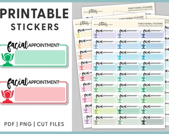 Facial Appointment Planner Stickers, Beauty Stickers, Self Care Stickers, Spa Day, Printable Planner Stickers, Cut Files, FS205