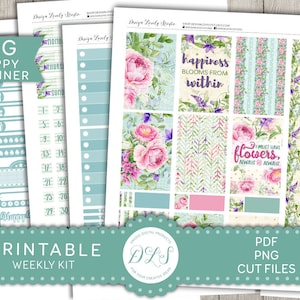 PRINTABLE Big Happy Planner Stickers Kit, Floral Planner Stickers Kit ...