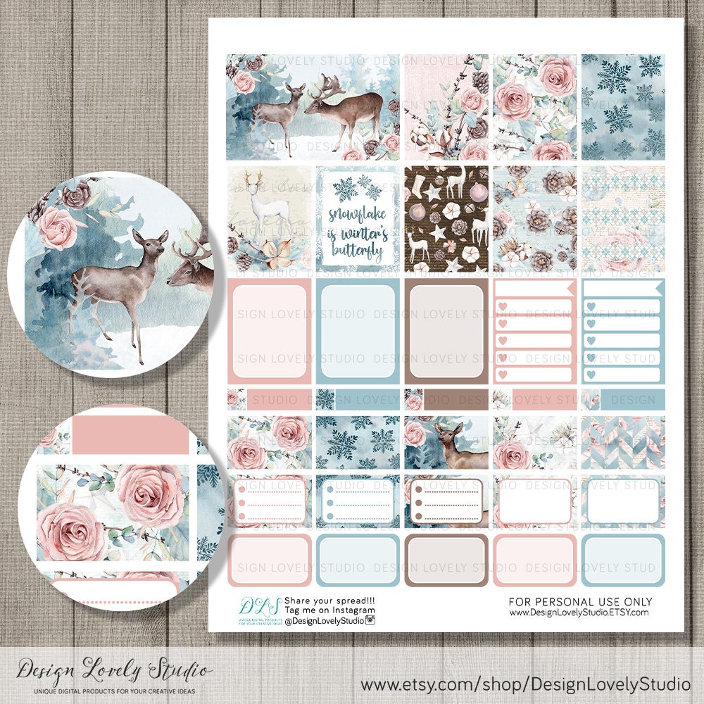 WINTER Planner Stickers, Printable Weekly Stickers Kit, Holiday ...