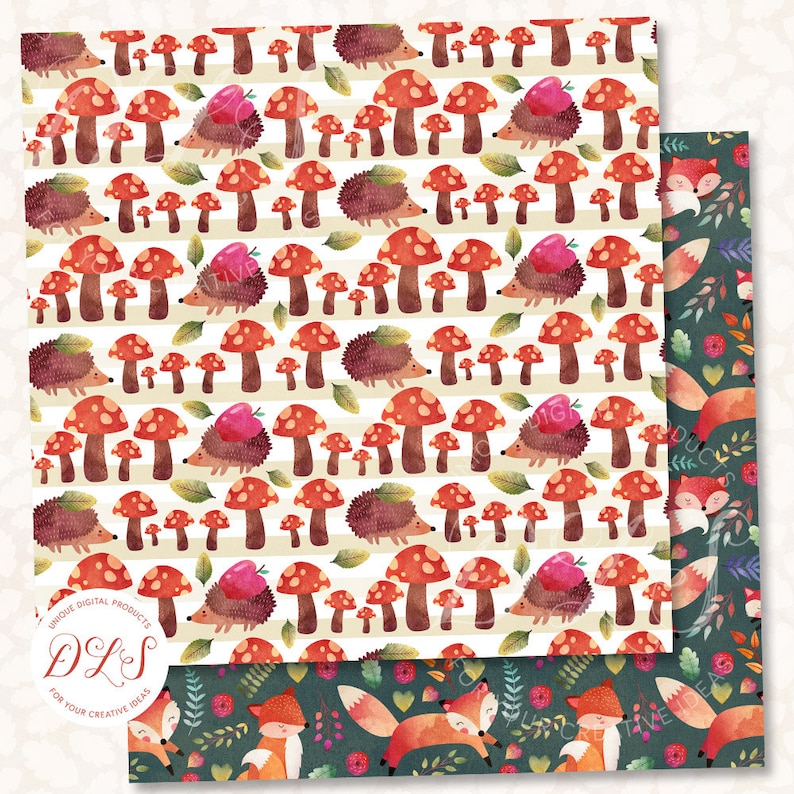 Fall Digital Paper Pack Woodland Digital Paper Fox Digital | Etsy
