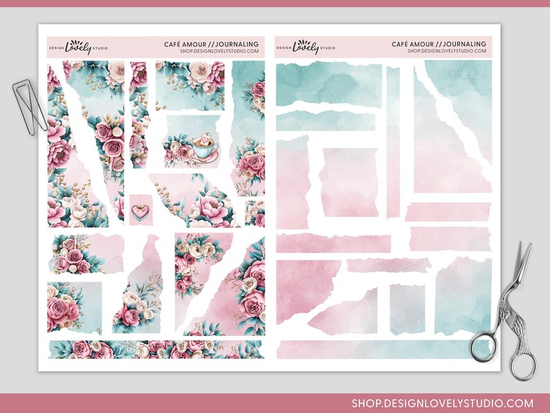 Printable Torn Paper Stickers, Ripped Paper Stickers, Valentine's Day ...