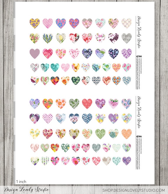 Heart Stickers , A4 Sticker Sheet, Journal, Scrapbooking, Decorate 