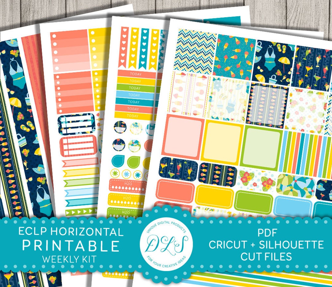 Erin Condren Horizontal Stickers, Horizontal Weekly Kit, Summer Planner ...