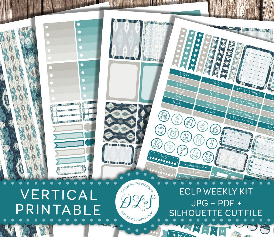 Printable VERTICAL Planner Stickers for Erin Condren, Weekly Planner ...