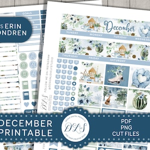 DECEMBER Maandelijkse Planner Stickers, December Afdrukbare EC Stickers, Vakantie Planner Stickers, Afdrukbare Planner Stickers, Erin Condren, MV197