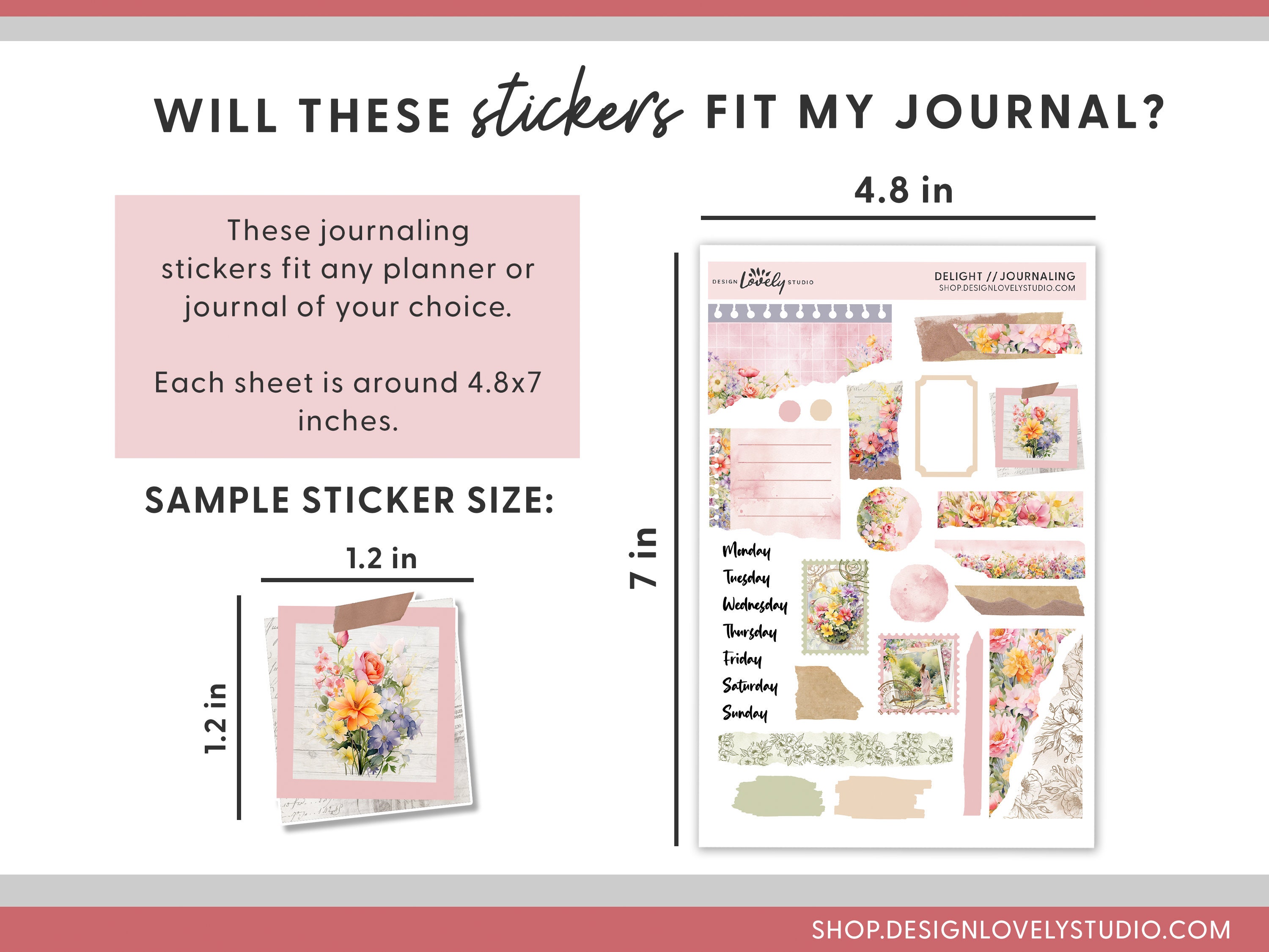 Printable Floral Journaling Stickers, Deco Planner Stickers, Spring ...