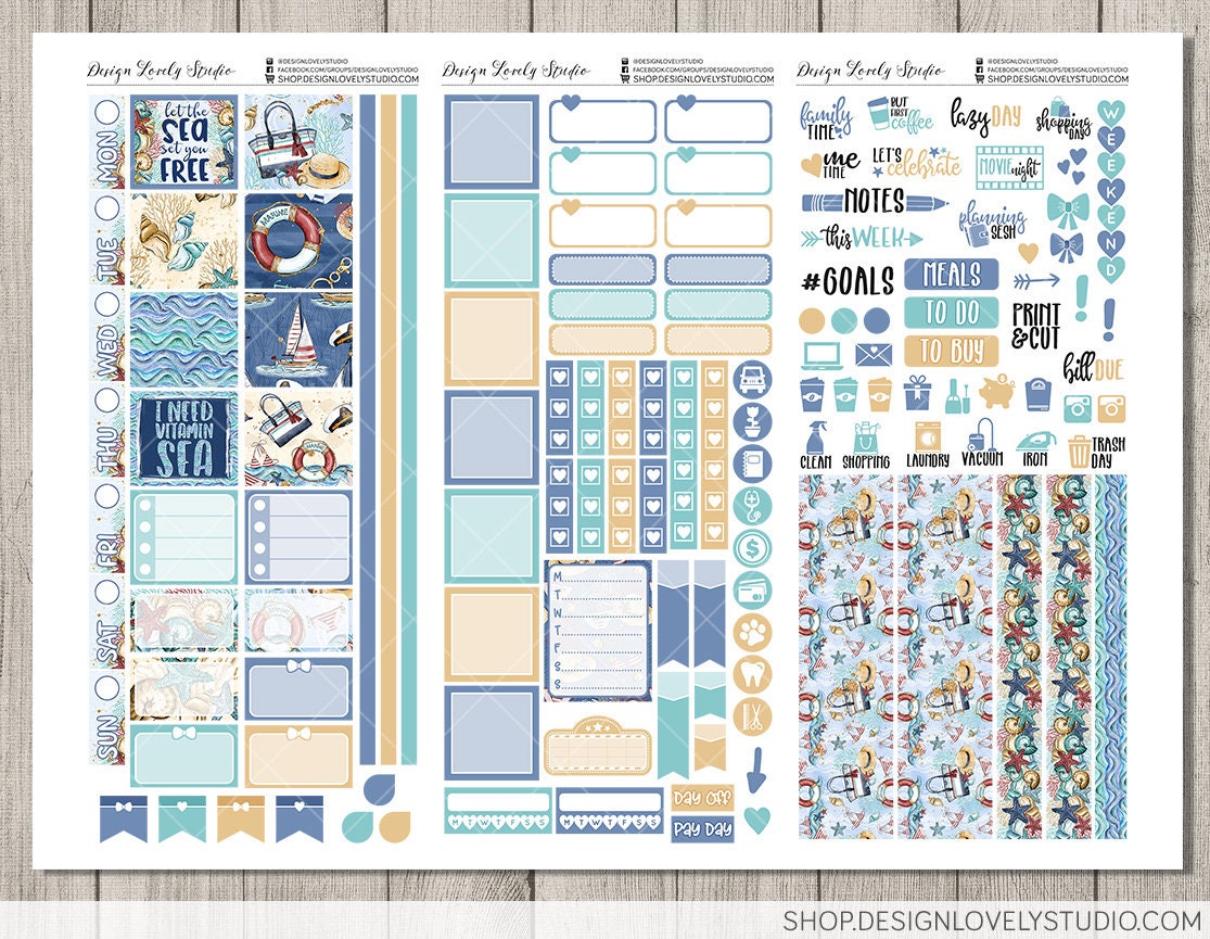Printable Hobonichi Weeks Stickers Beach Day Planner - Etsy