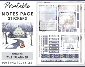 Kit de páginas de notas de janeiro, adesivos de planejador para impressão, kit de adesivos mensais, adesivos de planejador de inverno, adesivos de planejador Erin Condren, ECN231
