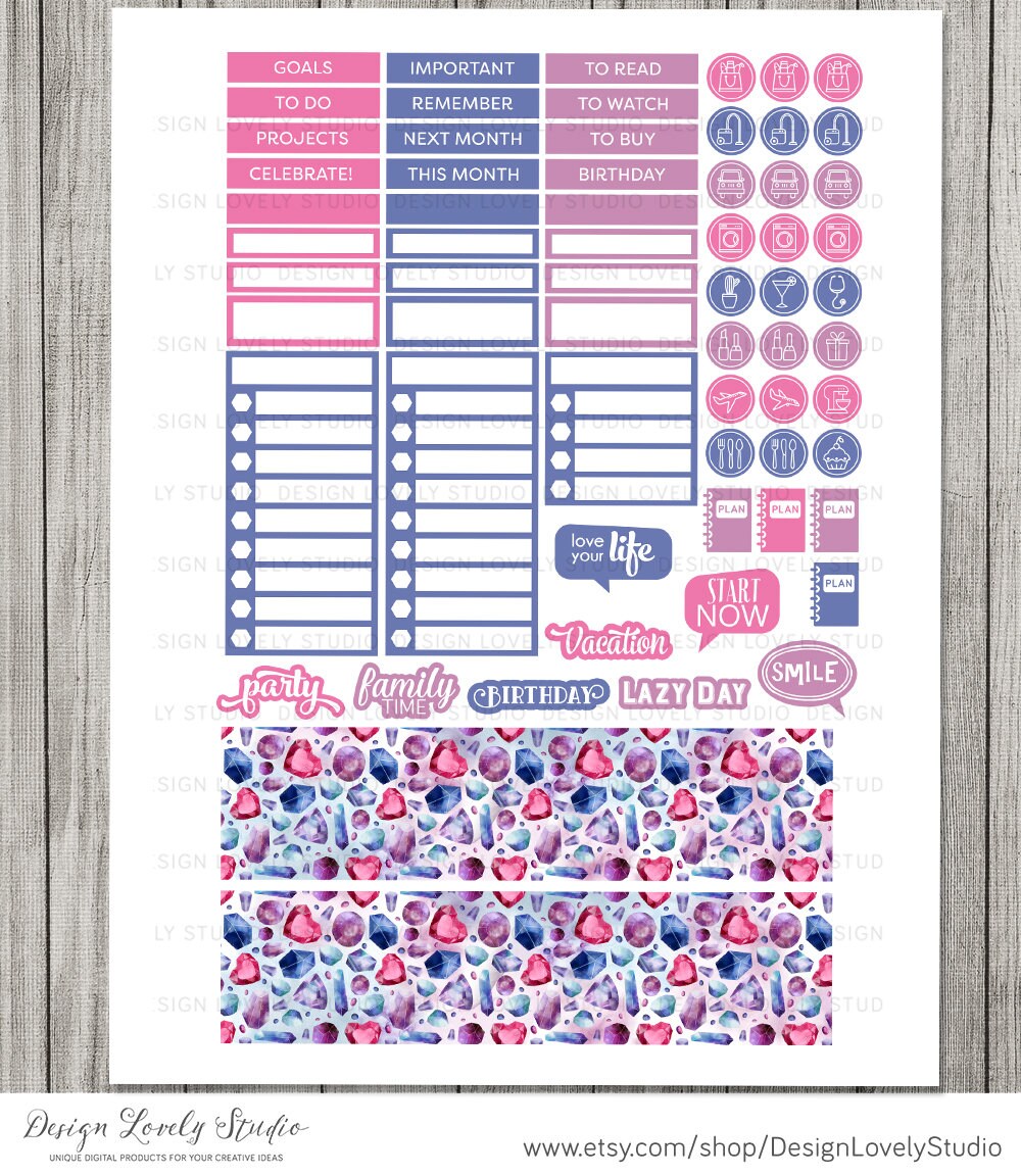 Classic Happy Planner Printable Stickers, Monthly Planner Stickers Kit ...