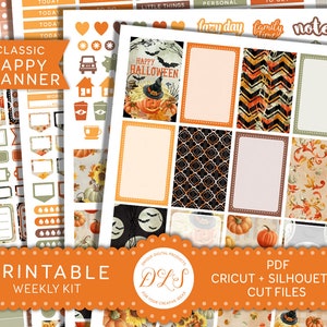 Happy Planner Halloween Stickers, Printable Halloween Planner Stickers, Halloween Weekly Kit, October Planner Stickers, Cut Files, HP104