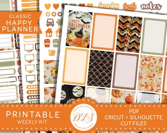 Happy Planner Halloween Stickers, Printable Halloween Planner Stickers, Halloween Weekly Kit, October Planner Stickers, Cut Files, HP104