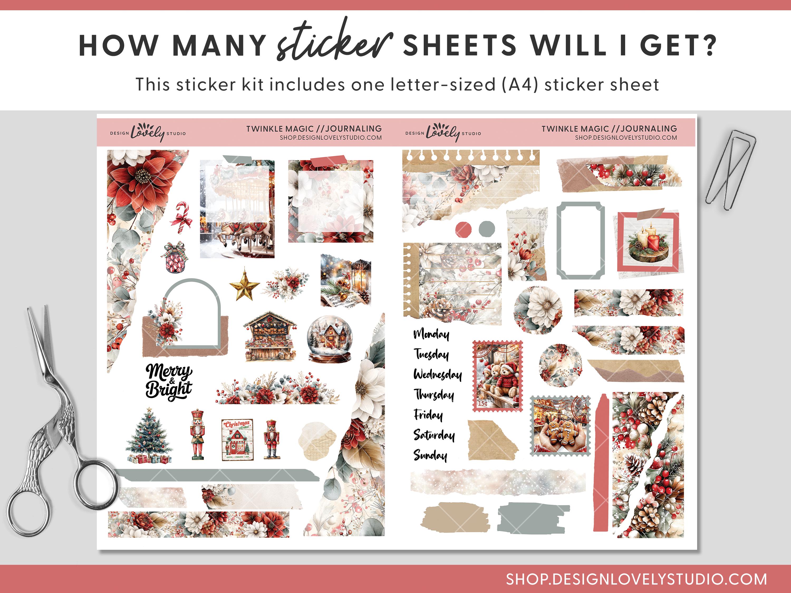 Christmas Market Printable Planner Stickers, Holiday Journaling Kit ...