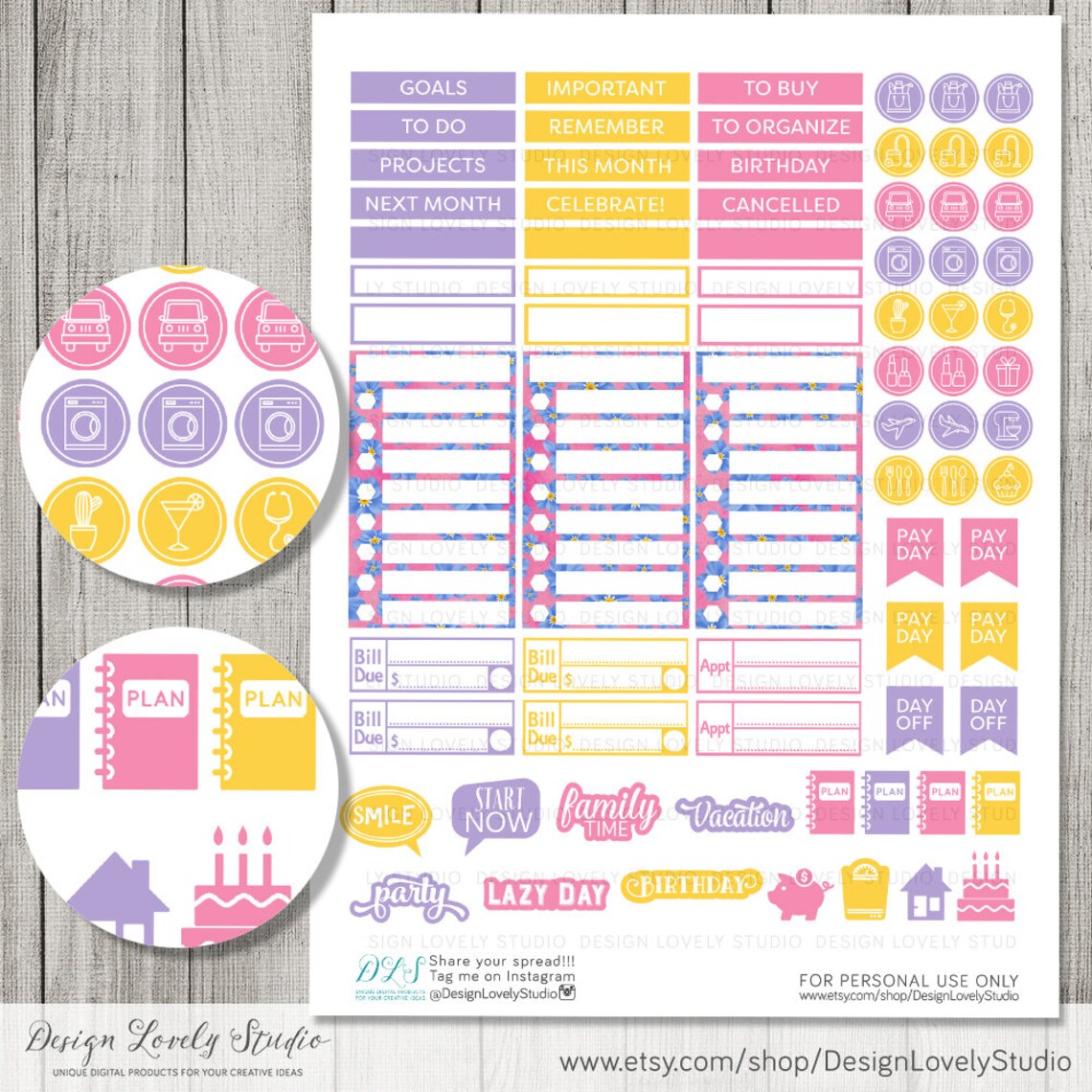 April Big Happy Planner Stickers, Easter Big Happy Planner Stickers ...