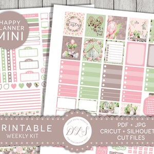 Mini Happy Planner Autocollants de Pâques, Autocollants imprimables de planificateur de Pâques, Kit hebdomadaire Mini Happy Planner, Cricut et Silhouette Cut Files, MW129