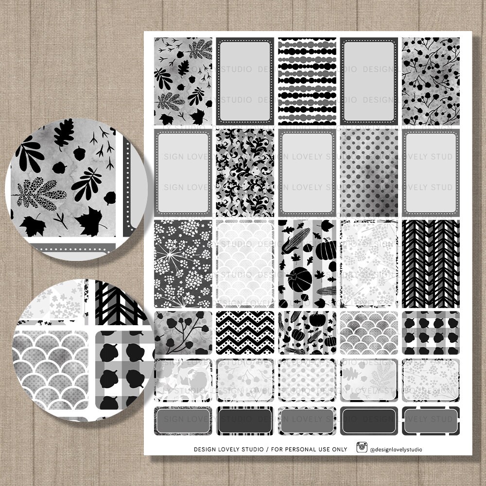 Black and White Weekly Stickers Planner Kit MAMBI Happy Planner ...