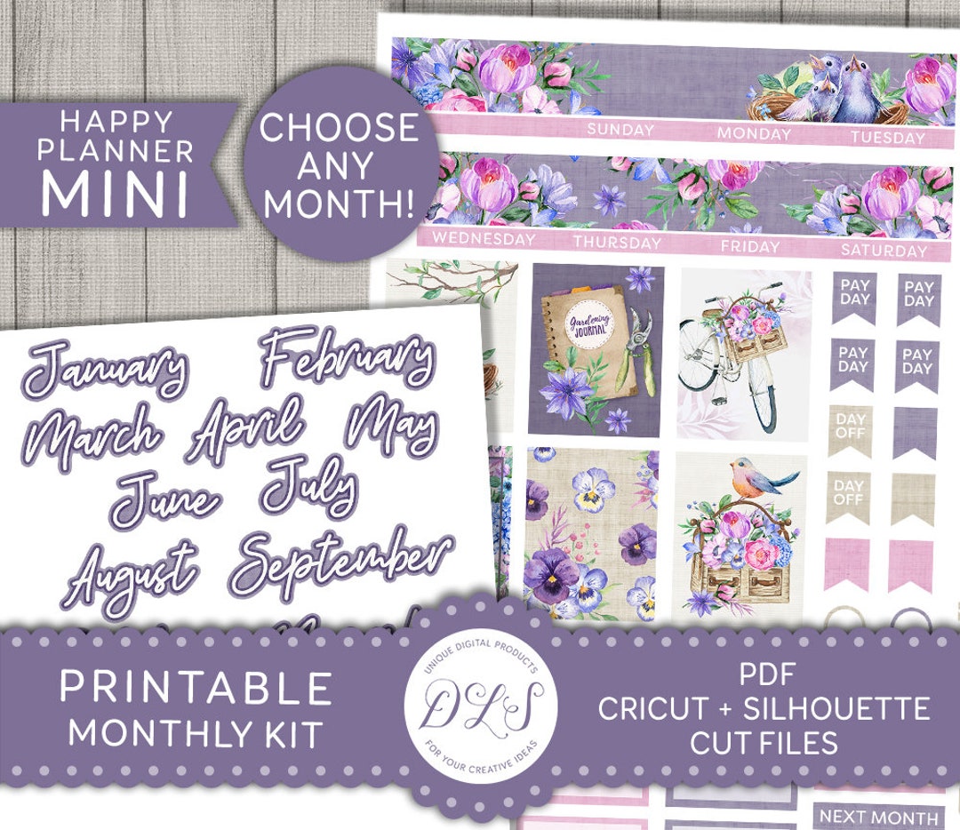 Mini Happy Planner Monthly Stickers Kit, Spring Planner Stickers, April ...