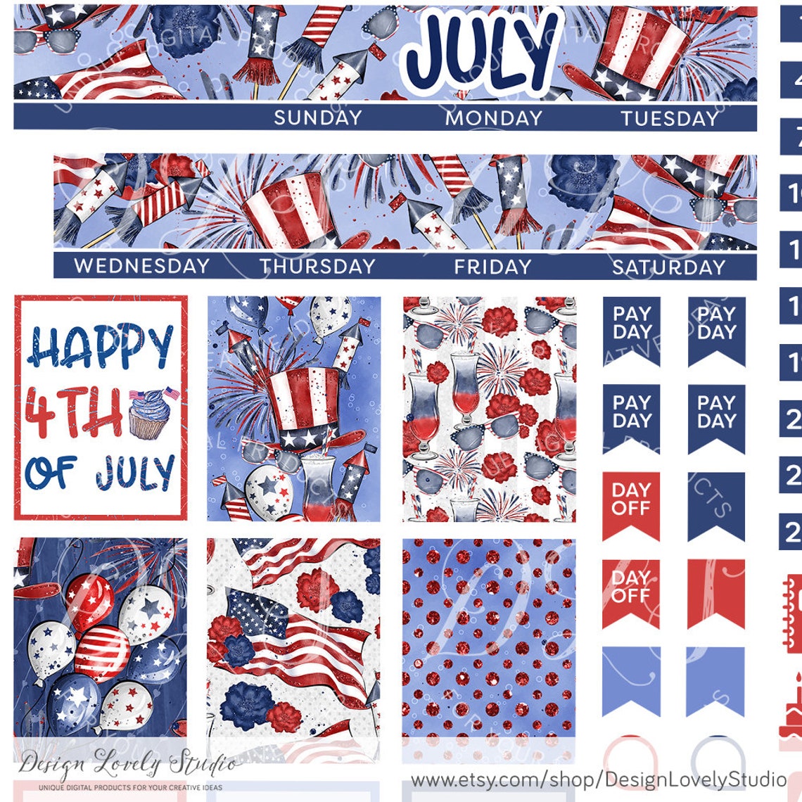 Printable JULY Monthly Kit Mini Happy Planner JULY Stickers | Etsy