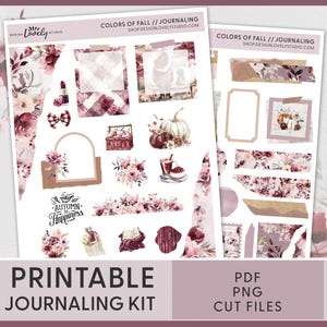 Autumn Journaling Sticker Kit, Fall Deco Stickers, Planner Stickers, Printable Stickers, Bullet Journal Stickers, Pumpkins, Dahlias, JS158