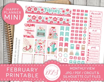 Mini Happy Planner February Planner Stickers Kit Printable | Etsy
