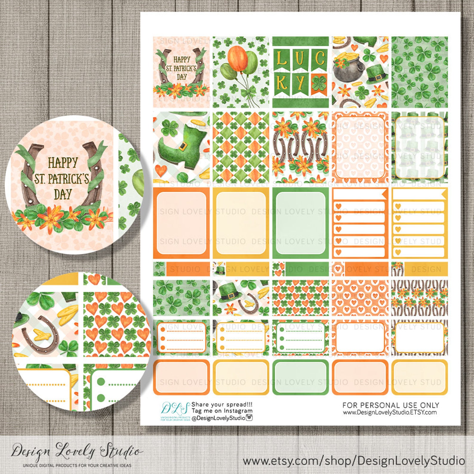 St Patricks Day Planner Stickers St Patricks Day Weekly Kit | Etsy