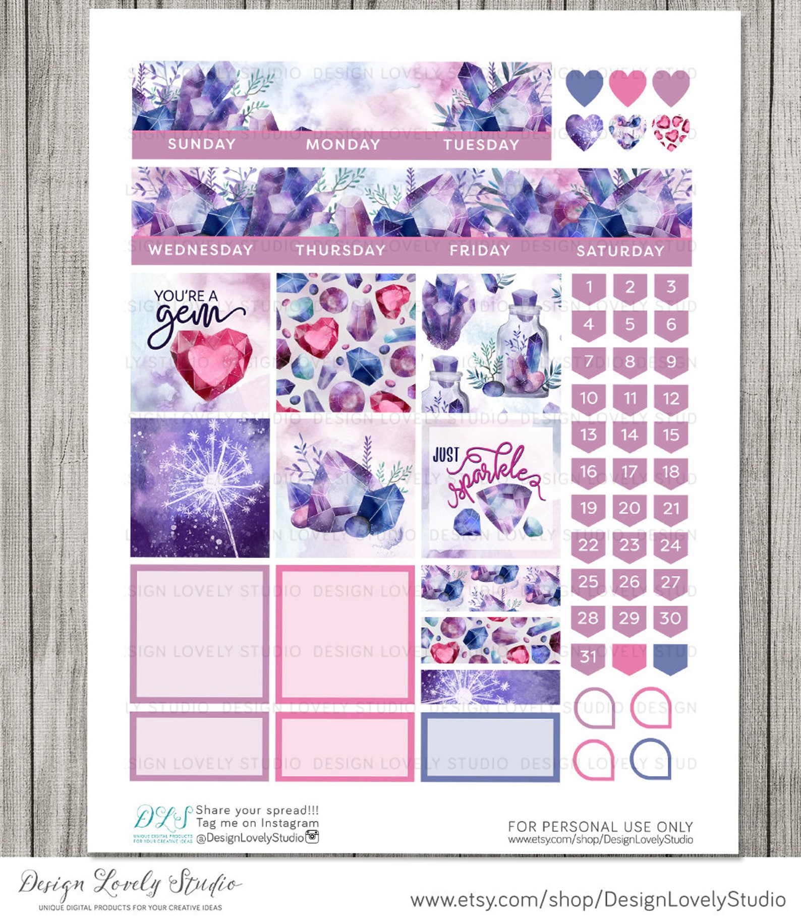 Printable Big Happy Planner Monthly Stickers, Big Happy Planner Monthly