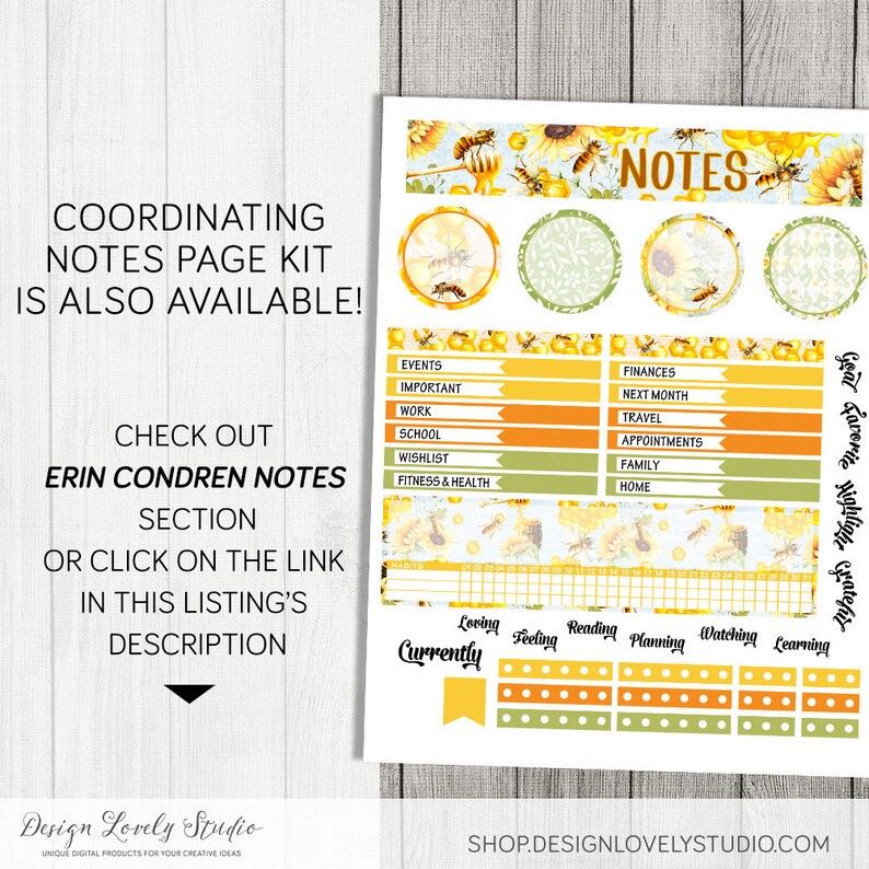PRINTABLE Monthly Planner Stickers Kit, Honey Bee Monthly Planner Kit ...