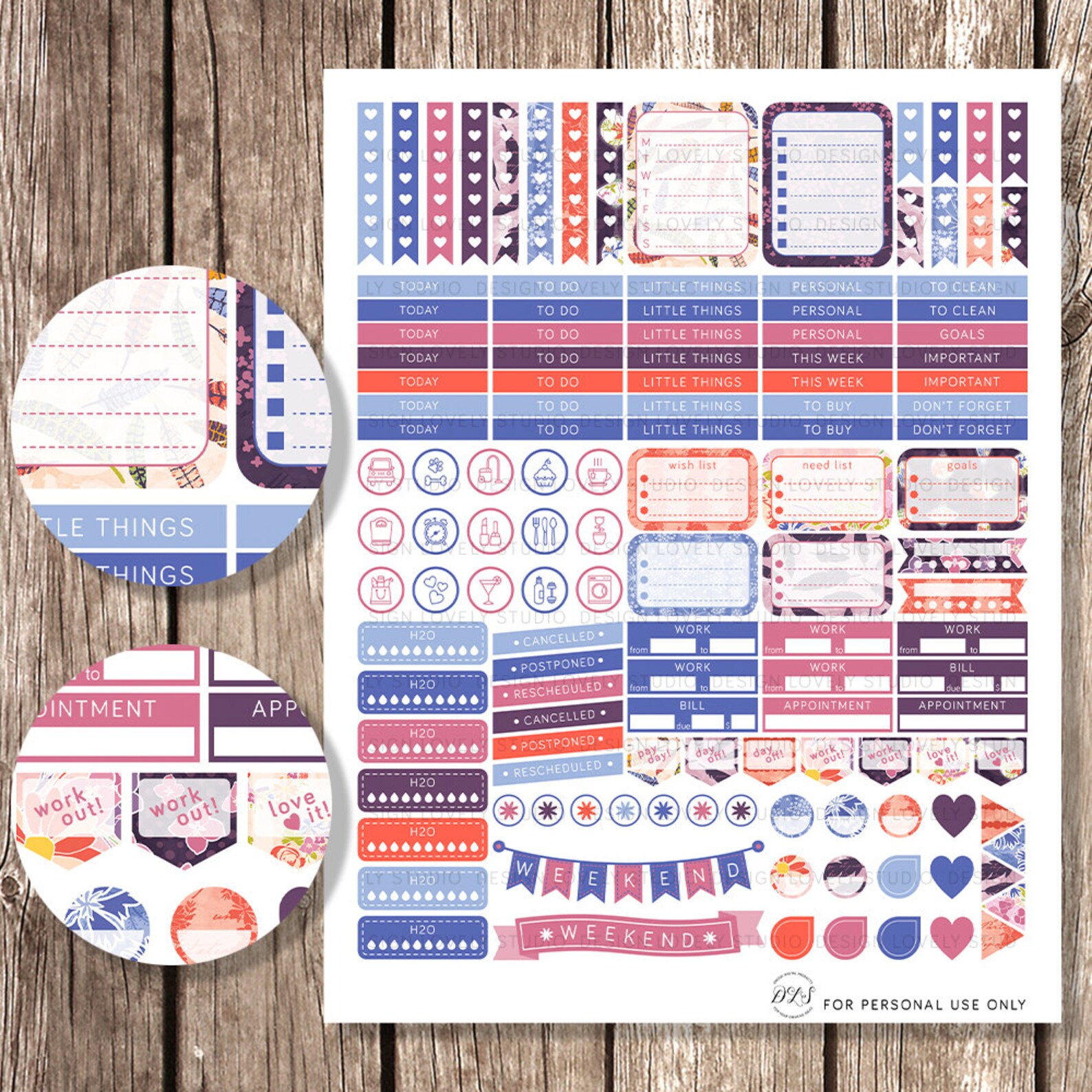 Printable Planner Stickers for VERTICAL Erin Condren Summer | Etsy