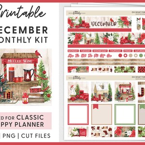 December Planner Stickers, Happy Planner Maandelijkse Sticker Kit, Kerst Planner Stickers, Afdrukbare Planner Stickers, Cut Files, HPMV211