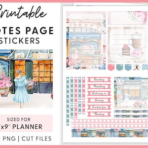 Notes Page Sticker Kit, Printable Planner Stickers, Monthly Sticker Kit, Summer Planner Stickers, Erin Condren Planner Stickers, ECN223