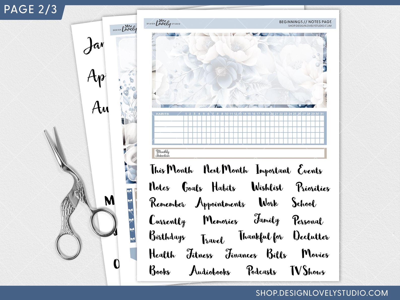 January Note Template January Notes Page Kit, January Dashboard Stickers, January Monthly ...