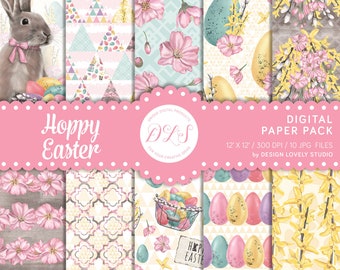 Easter Digital Paper Pack, Easter Digital Background, Bunny Digital Paper, Easter Digital Backdrop, Easter Scrapbook Paper, DP146