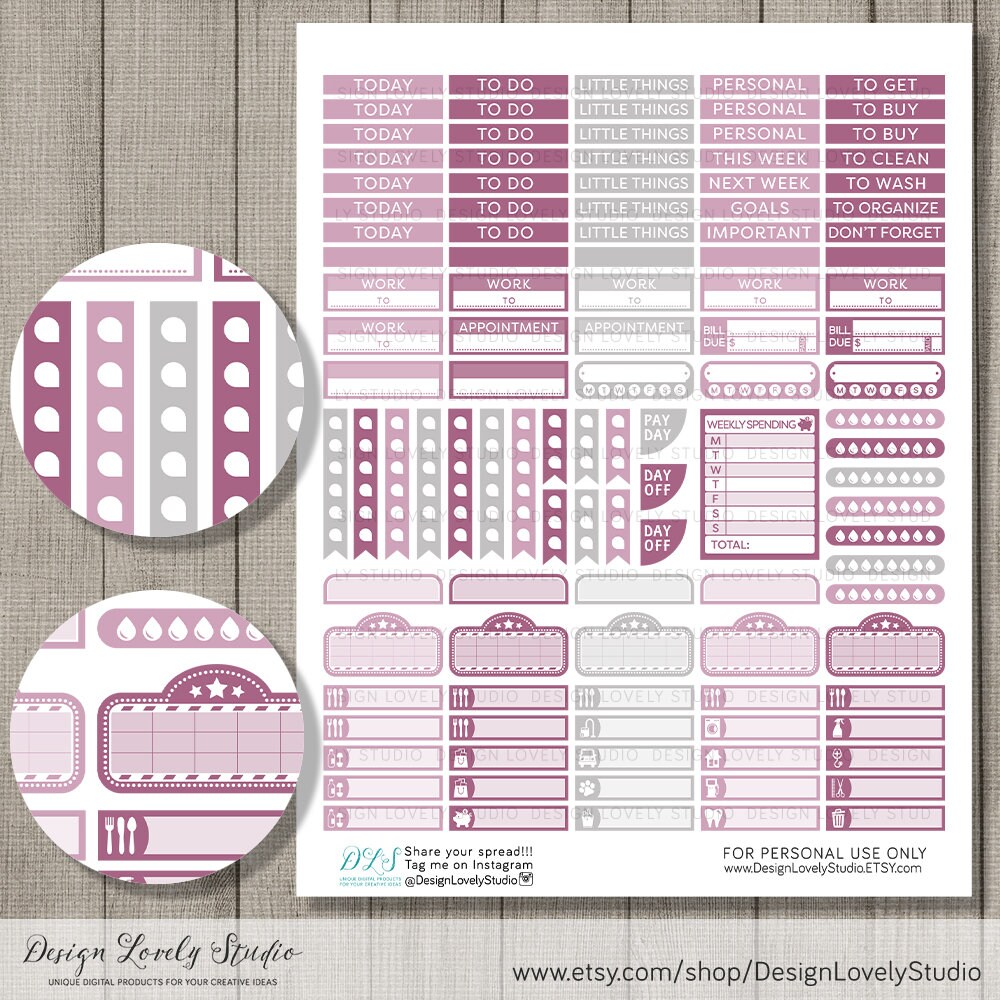 Printable Weekly Stickers Kit, Fits Erin Condren Life Planner, Floral ...