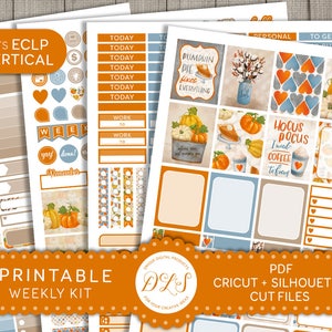 Printable Halloween Planner Stickers, October Weekly Planner Kit, October Planner Kit, Fall Planner Stickers, ECLP Vertical, Cut Files VS135