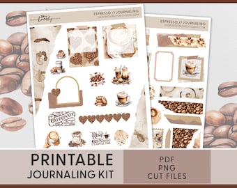 Coffee Lover Journaling Stickers, Coffee Deco Stickers, Coffee Sticker Sheet, Printable Journaling Stickers, Bullet Journal Stickers, JS123