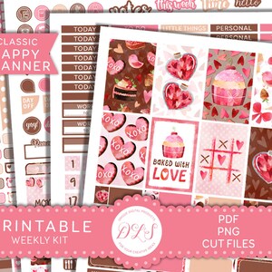 VALENTINSTAG druckbare Sticker, Februar wöchentliche Aufkleber Kit, glücklich Planner druckbare Aufkleber, Liebe Sticker, HP190