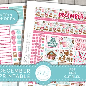 Pegatinas del planificador de DICIEMBRE, kit mensual de diciembre imprimible, para Erin Condren Life Planner, pegatinas del planificador de Navidad, ECLP diciembre, MV173