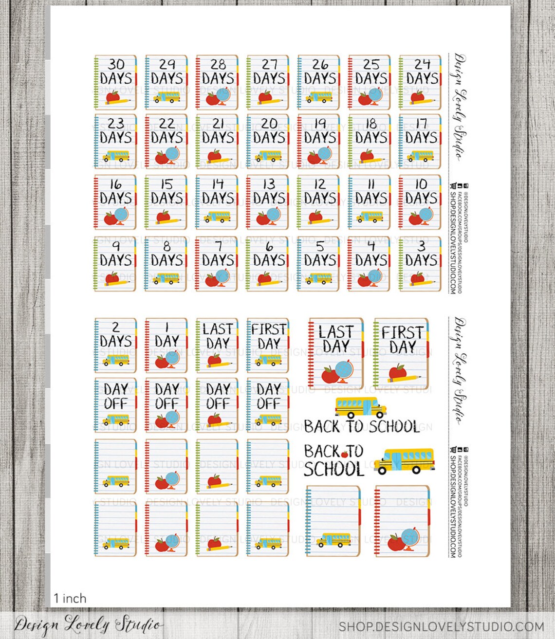 Printable Back to School Countdown Stickers Back to School - Etsy