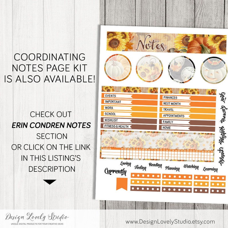 OCTOBER Monthly Kit for Erin Condren Life Planner, Printable October ...