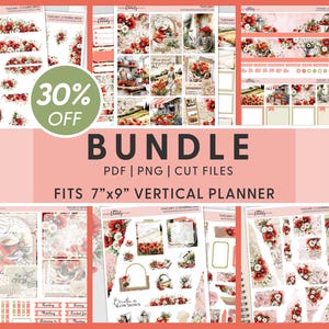 Mohnblumen Planer Aufkleber Set - wöchentlich, monatlich, Notizseite, Journaling, Torn Paper & Blumen Kits, rustikales Sommer Vibe, BV140