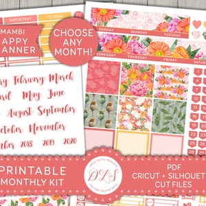 Happy Planner Monthly Printable, Happy Planner Monthly Kit, Floral ...