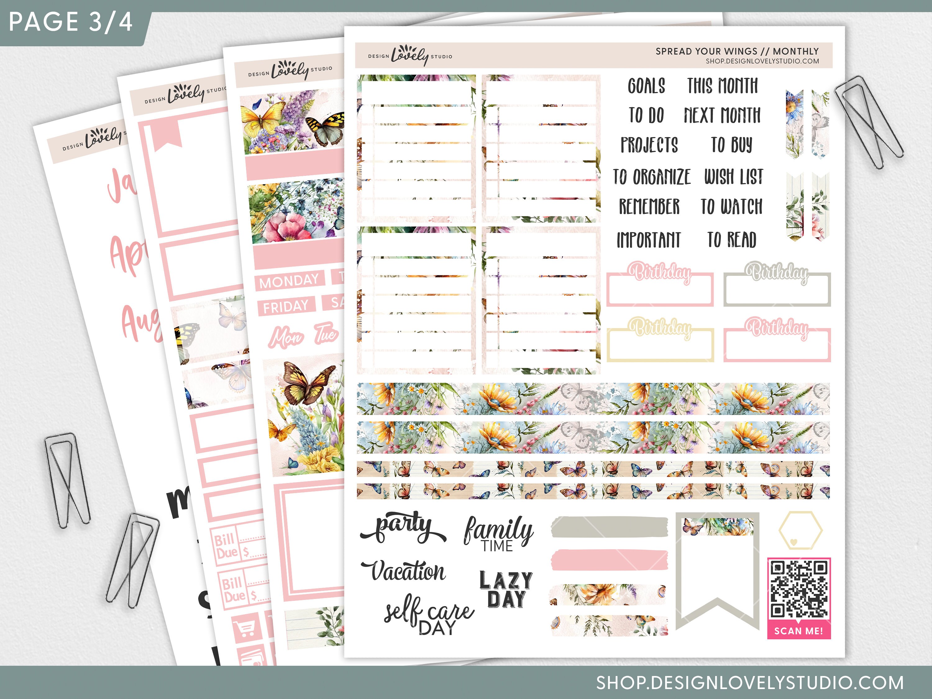 Printable Monthly Planner Stickers, May Monthly Kit, June Monthly Kit ...