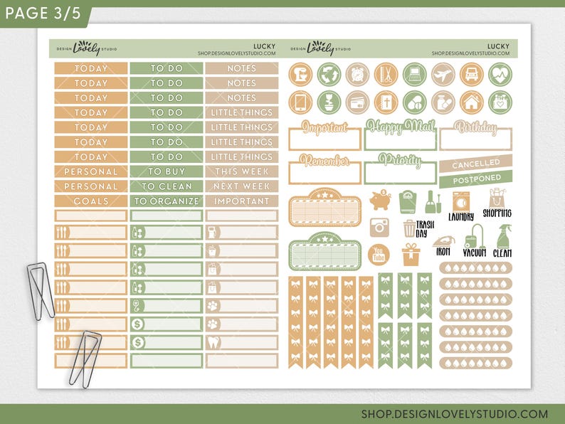 Lucky Printable Planner Stickers, St Patricks Day Weekly Sticker Kit ...
