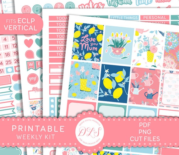 Printable Mothers Day Planner Stickers, Printable Weekly Stickers Kit, fits Erin Condren Life Planner, Vertical Planner Stickers, VS166