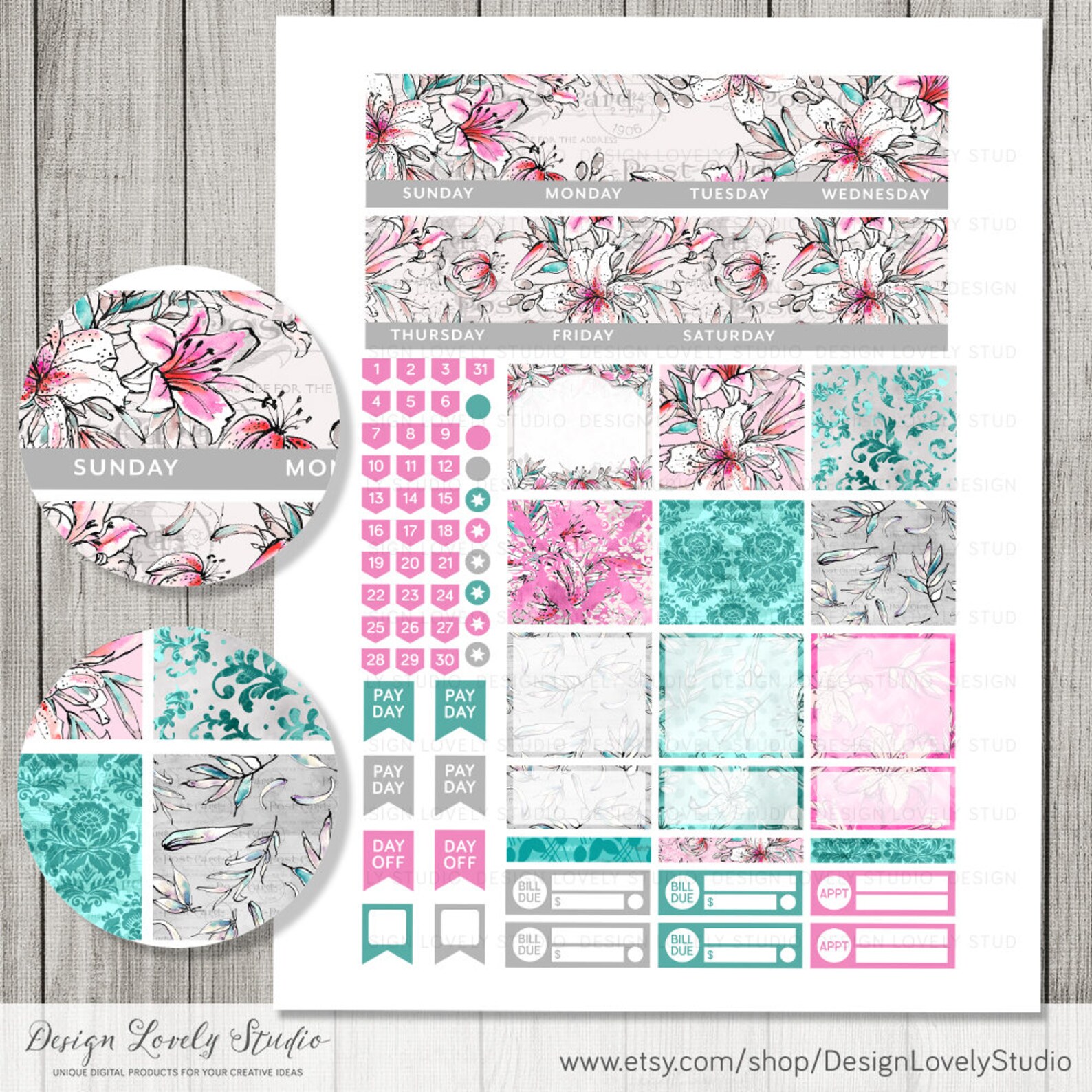 Monthly Stickers Kit for Erin Condren Planner ECLP Monthly | Etsy