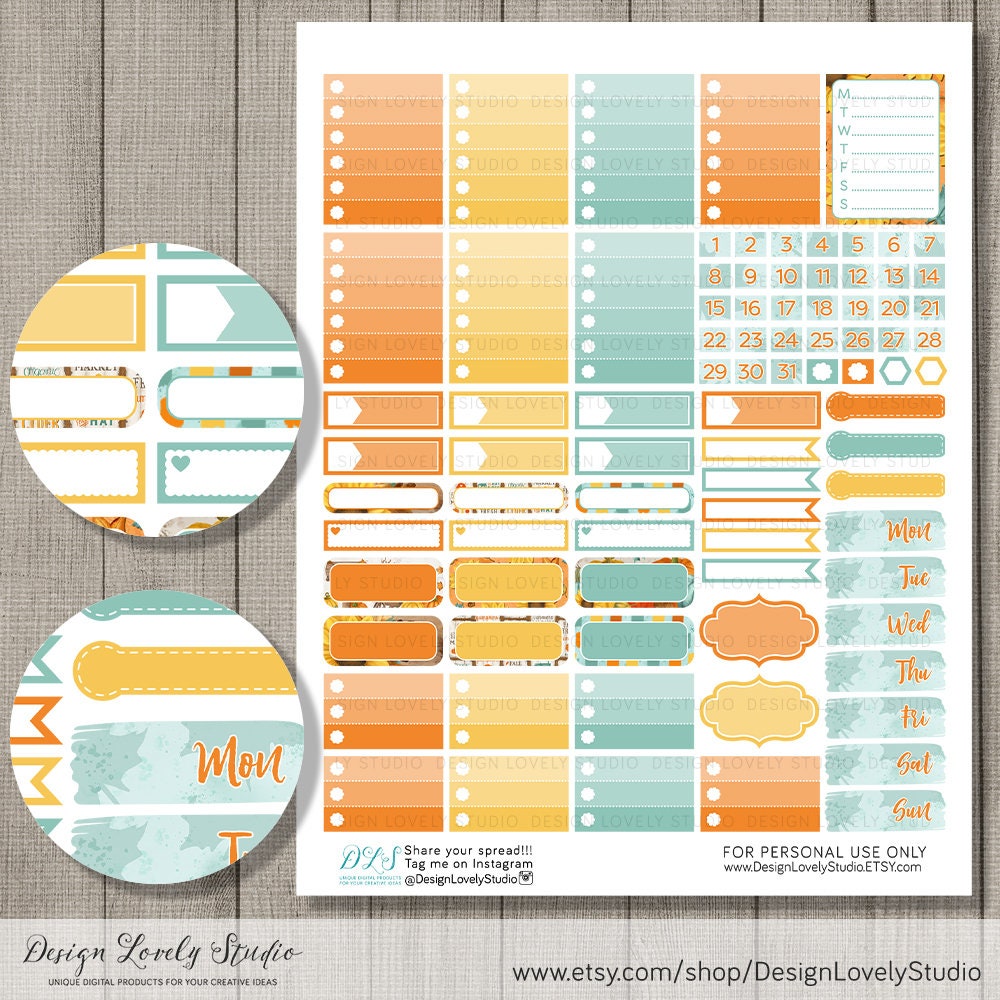 Printable Halloween Planner Stickers, Fall Planner Stickers Kit ...