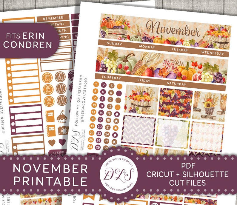 NOVEMBER Monthly Kit Printable November Planner Stickers - Etsy